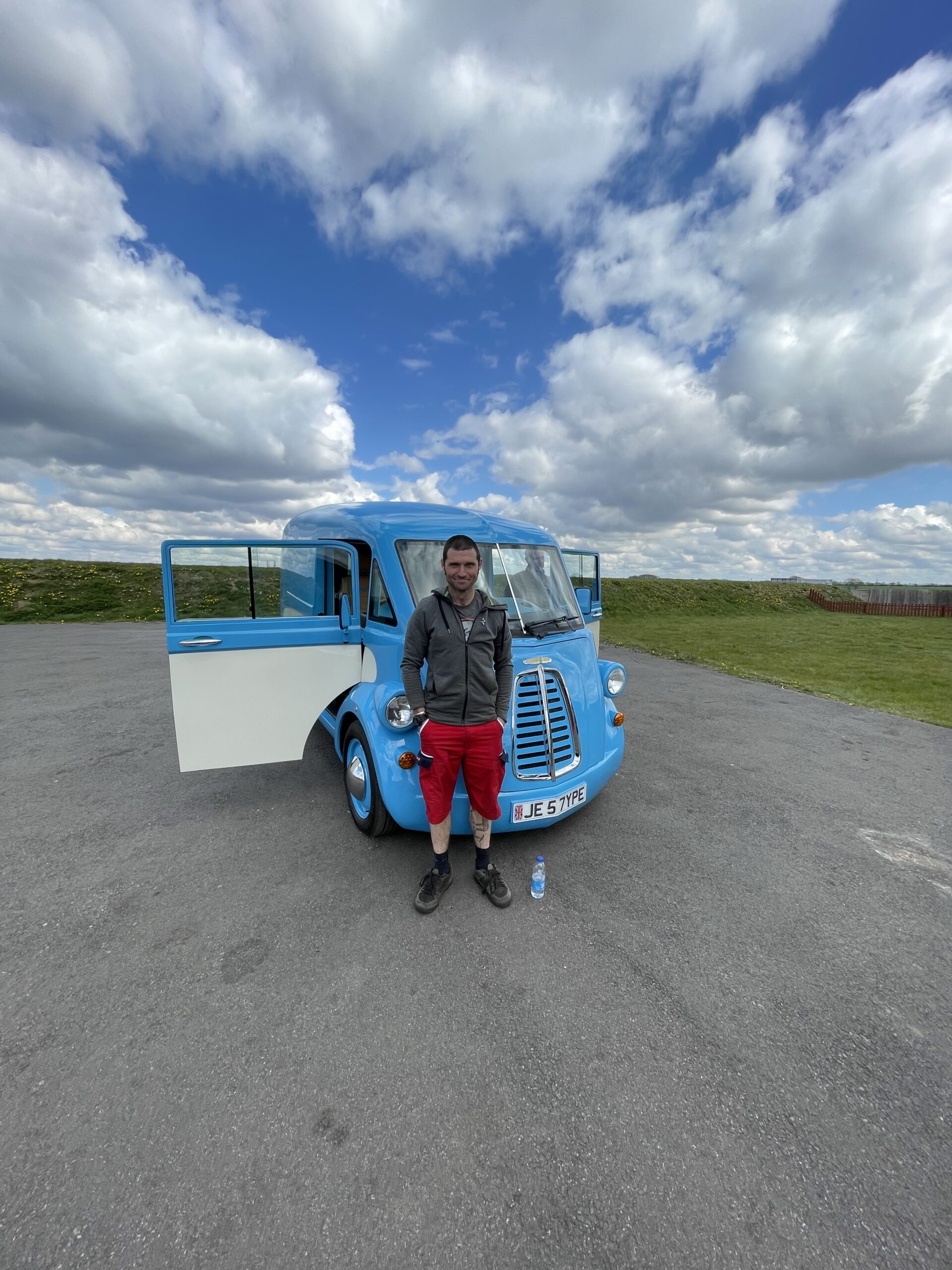 Guy Martin with the Morris JE1 filming 