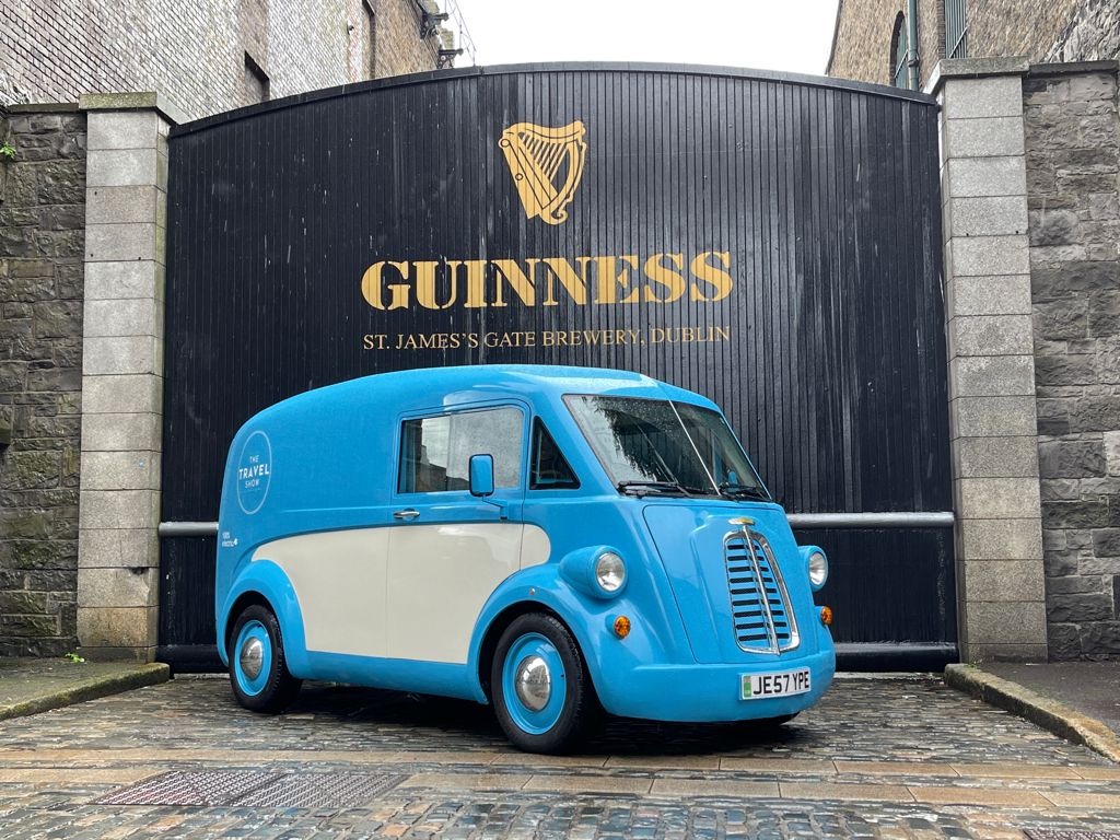 The Morris JE at the Guiness factory in Ireland